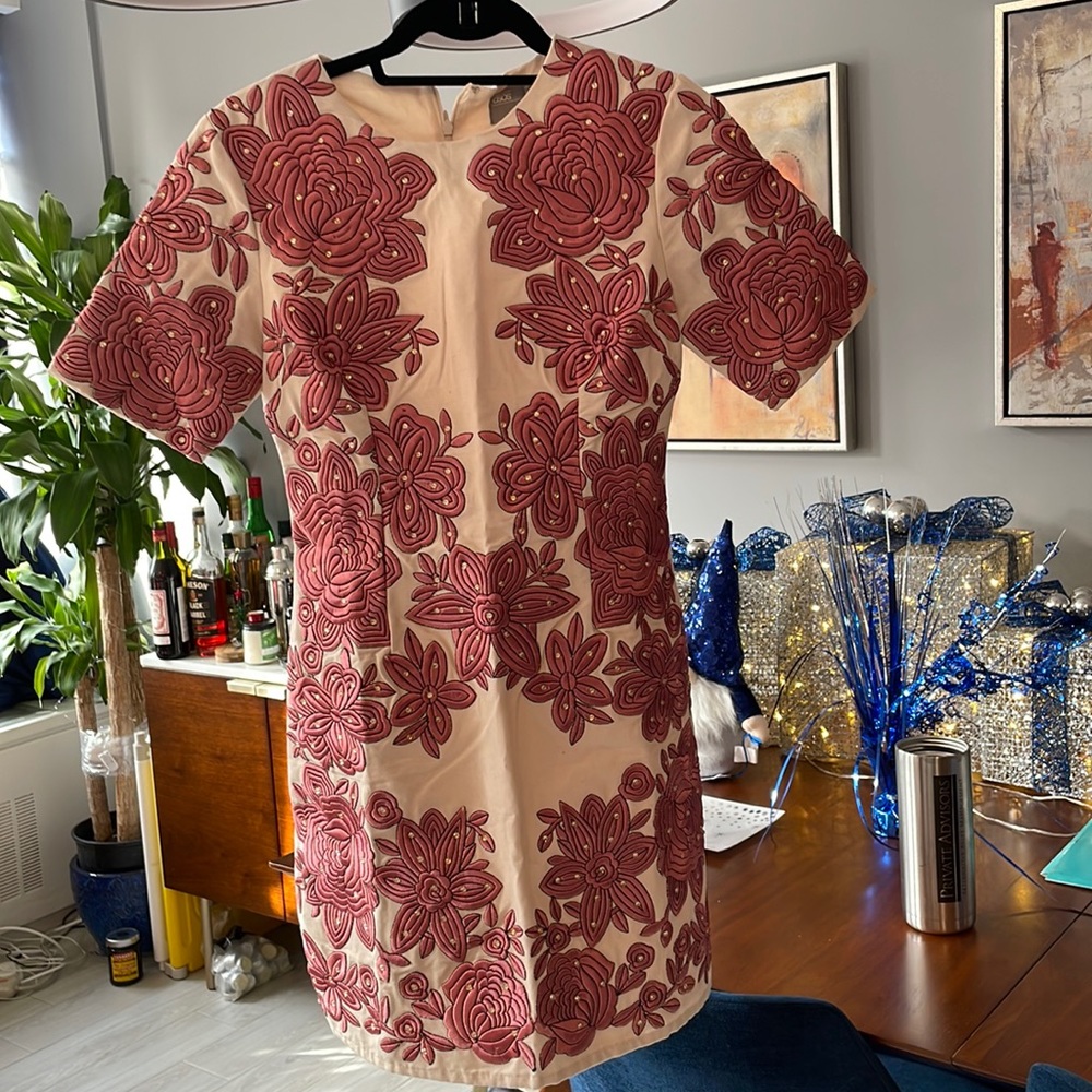 Asos shirt sleeve dress. Pink flowers stud embroidery. Size 4.